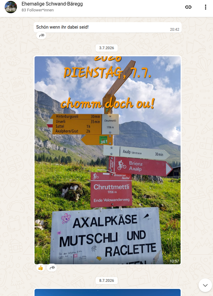 Neuer WhatsApp-Kanal für Voranzeigen und Rückblicke